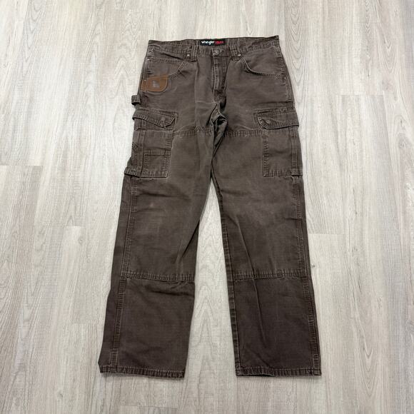 Vintage Wrangler Riggs Workwear Cargo Pants Men's 34x32 Brown Utility Grunge - Picture 1 of 9